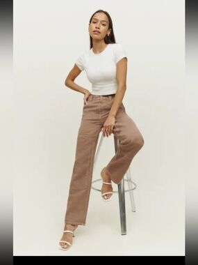 Reformation Harrison carpenter straight leg jeans cafe 23